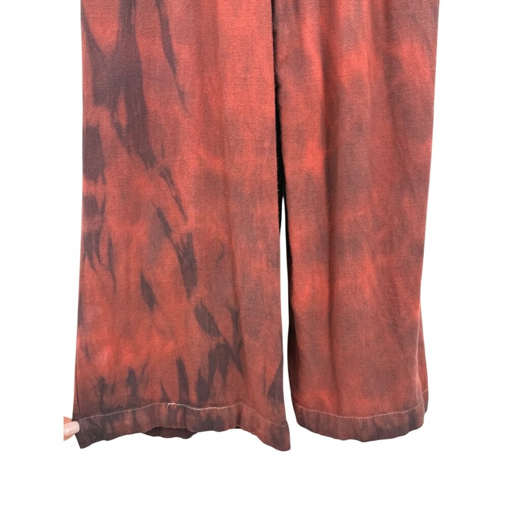 Vtg Forever 21 Custom Tie Dye Wide-Leg Linen Jumpsuit | Boho Hippie Y2K Coastal - Picture 11 of 16
